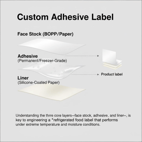 Layers of a custom adhesive label.
