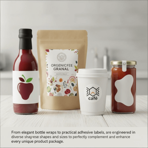 Various custom food labels shapes.