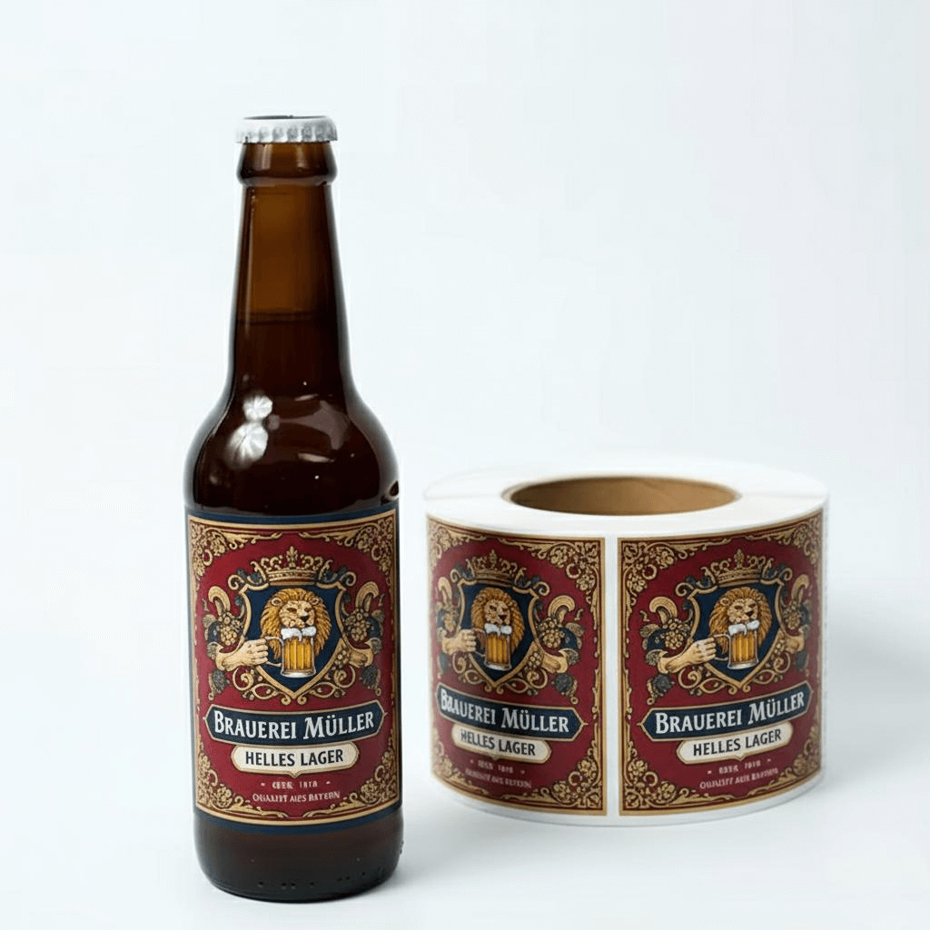 High-quality coated paper label on a craft beer bottle
