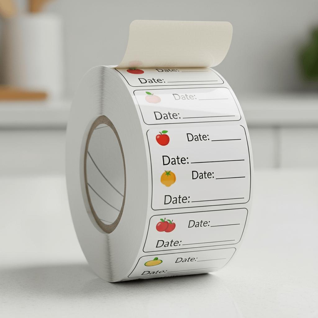 Glossy coated paper food label on a jar of jam