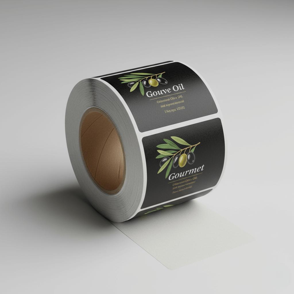Matte coated paper olive oil bottle labels with smooth non-reflective texture