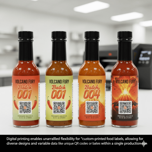 Variable data digital printed labels.