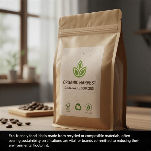 Eco-friendly coffee bag label.