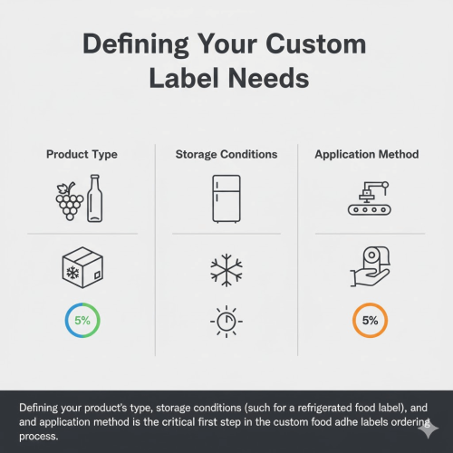 Custom label ordering process steps.