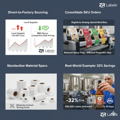 Sourcing labels for cost savings.