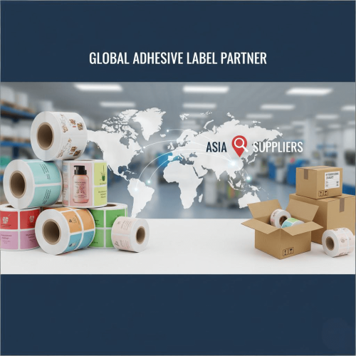 Global map showing Asia as the supplier source for bulk custom adhesive labels.