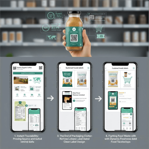 Smart food labels digital interface.