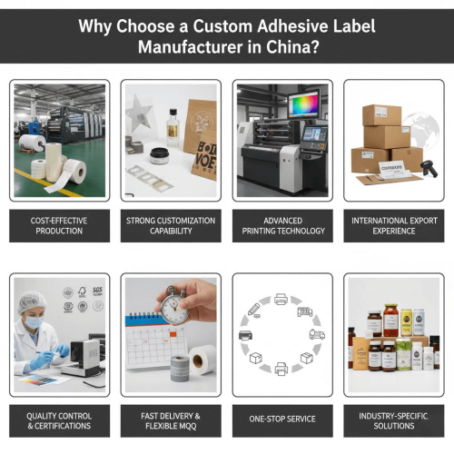 Advantages of choosing a China custom label manufacturer: low cost, advanced technology, and global export experience.